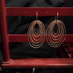 Sterling Silver Multi Circle Earrings/Rose Color